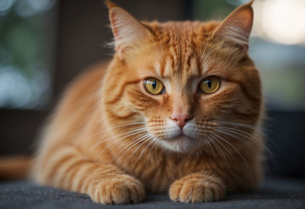 stunning marmalade feline with an M